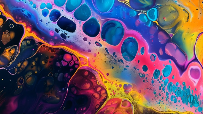 水墨彩色色彩视觉创意流动墨汁艺术概念抽象
