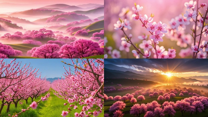 漫山遍野桃花盛开