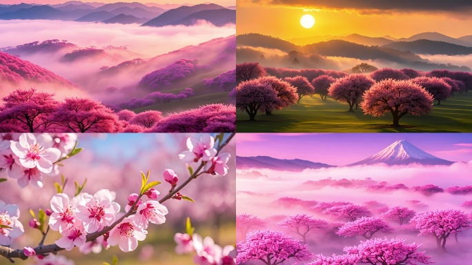 漫山遍野桃花盛开