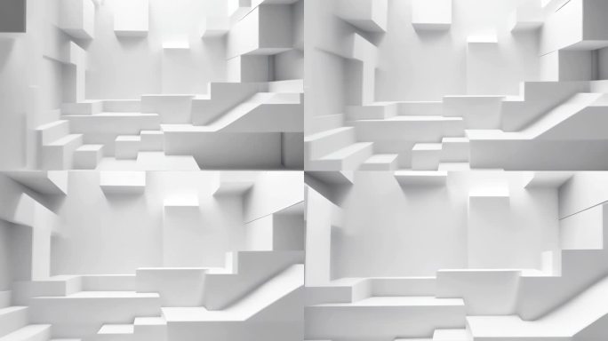 4K白色几何三维3D立体艺术抽象动态动画