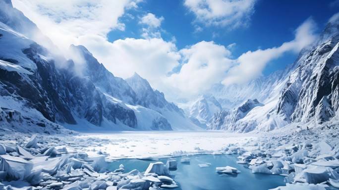 天池 雪景 延时 航拍 雪山