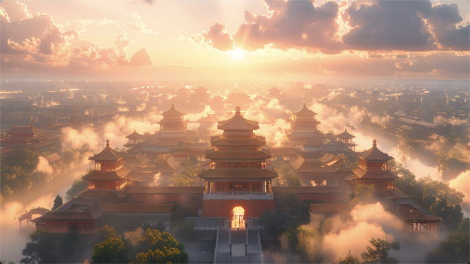 唐代唐朝大唐盛世宫殿古代建筑航拍
