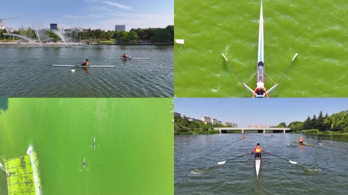 【4K】皮划艇比赛训练 赛艇水上运动实拍