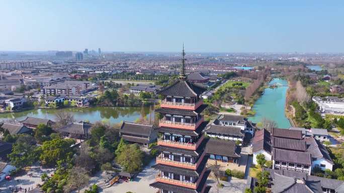 扬州大运河文化旅游度假区大明寺栖灵塔航拍