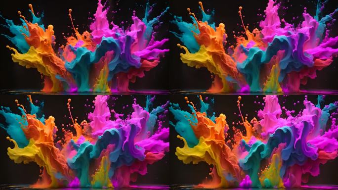 油漆慢动作油漆飞舞流动的液体色彩油漆慢镜