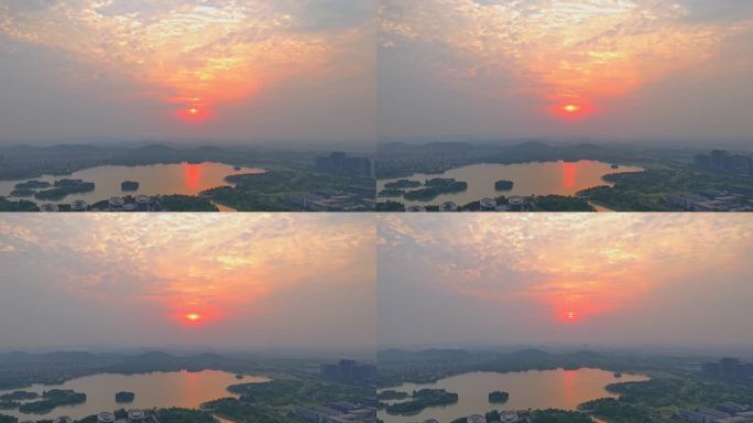 徐州 大龙湖 航拍 大龙湖晚霞 徐州航拍