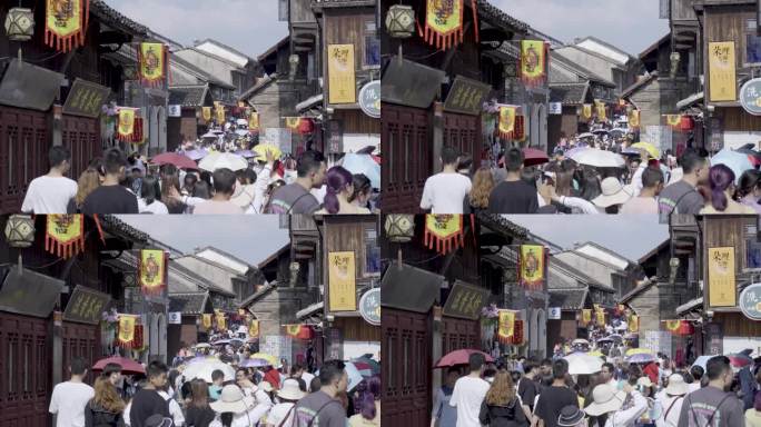 古镇旅游人潮拥挤
