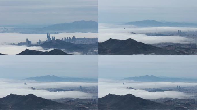 多段视频，平流雾海雾云海青岛城市全貌
