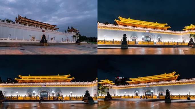 珠海九洲城城市夜景旅游宣传网红古建筑素材