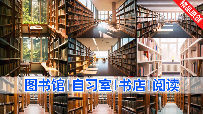 图书馆自习室书本素材