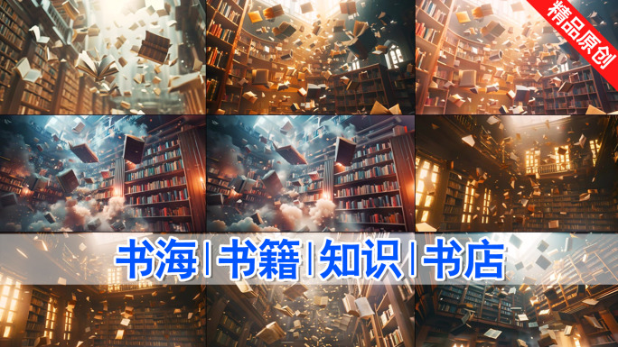 飞在空中的书 大量书籍