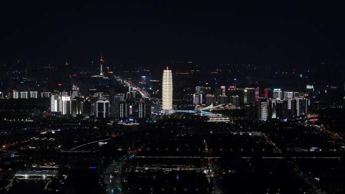 郑州大玉米城市夜景横移