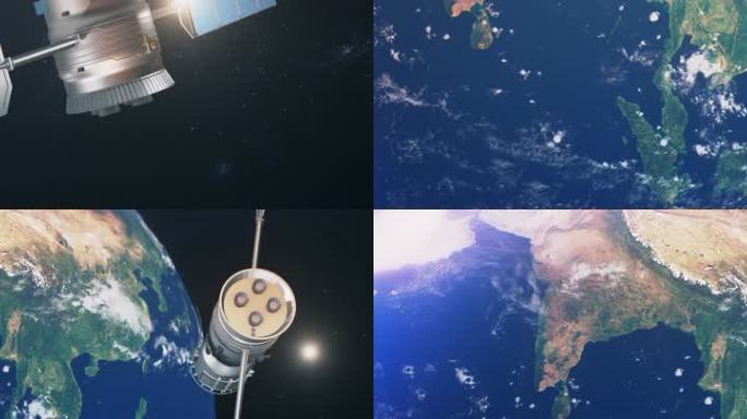 宽屏超宽屏带通道空间站卫星地球云层穿梭
