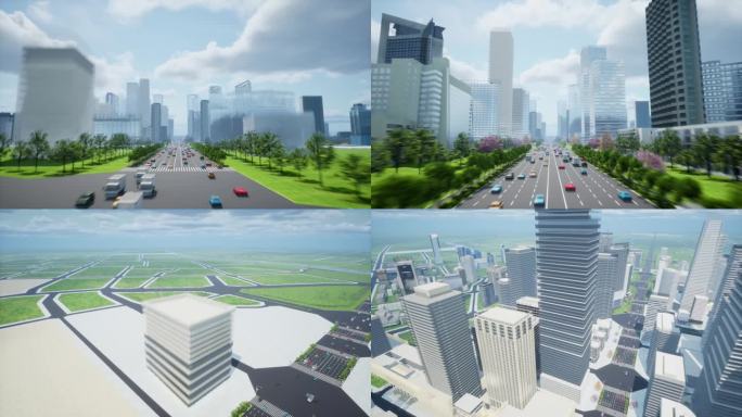 科技片头城市建筑生长动画三维施工动画