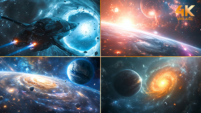 星际旅行科幻电影星球宇宙漫游奇幻CG动画