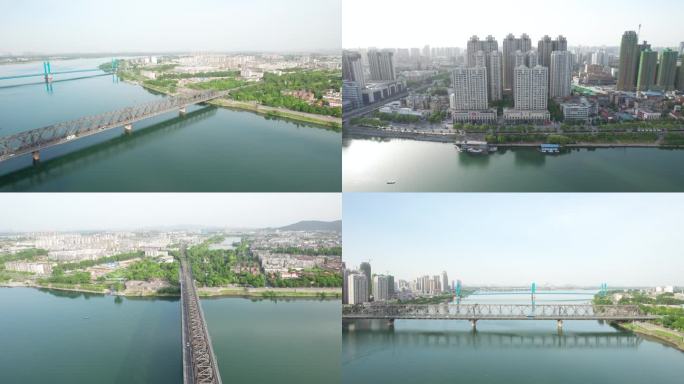 襄阳汉江公铁两用大桥航拍