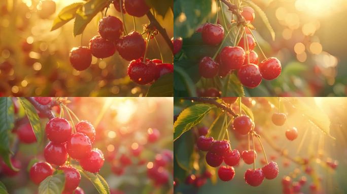 樱桃 新鲜水果 樱桃视频素材 水滴