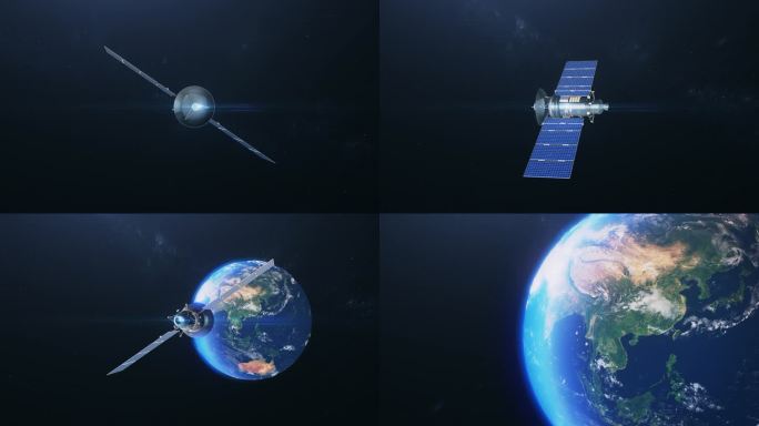 带通道太空空间站人造卫星卫星地球云层穿梭