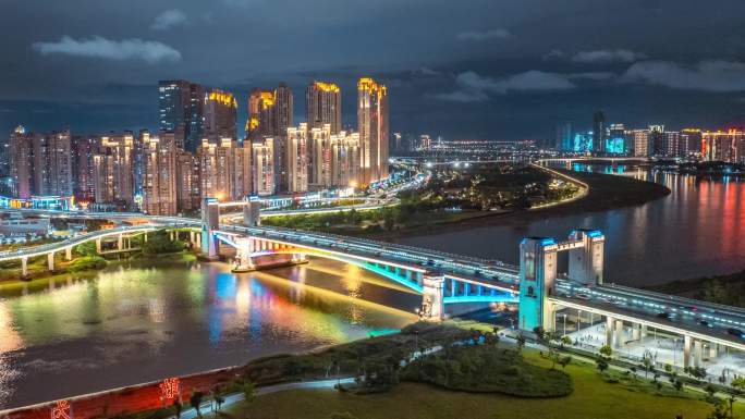 泉州夜景-田安大桥航拍延时
