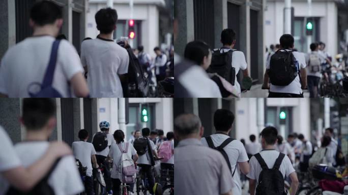 高中生放学背影 高考 傍晚学校