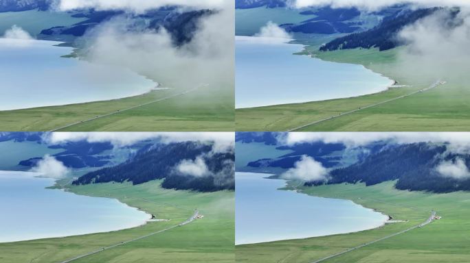 云雾下的新疆赛里木湖