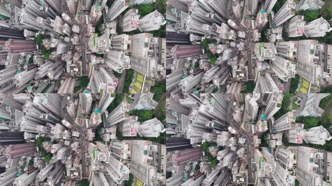 俯拍航拍香港交通十字路口