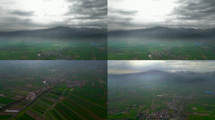 农村 山区 村庄 山村 航拍 云