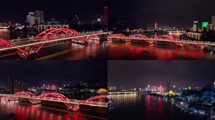 柳州文惠桥夜景航拍