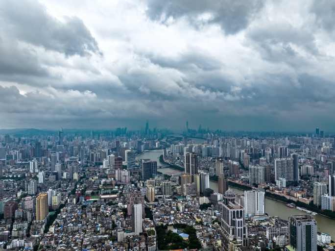 广州台风乌云暴雨延时