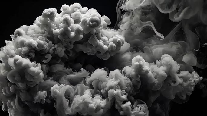 三维3D白烟慢烟艺术文艺抽象黑白动画