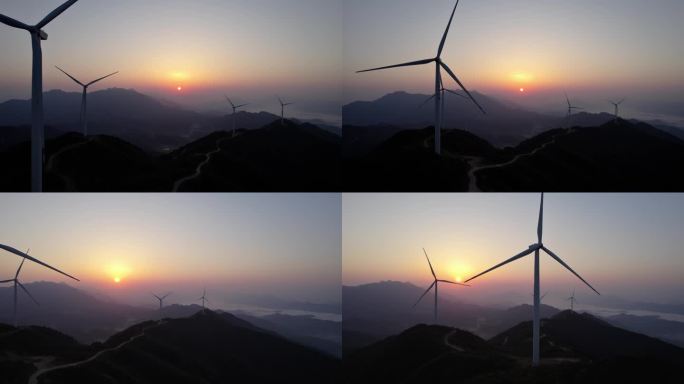 日出山上的风力发电