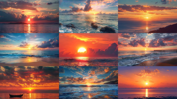 海上日出太阳升起大海唯美画面4K视频素材