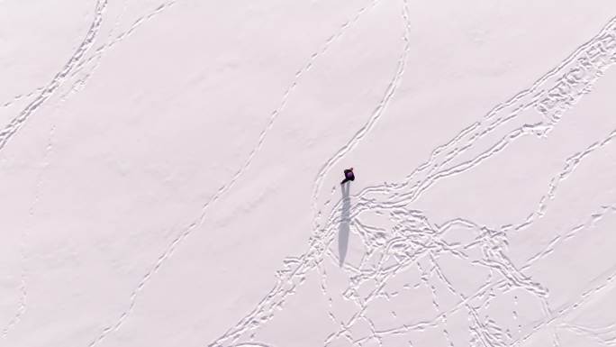 一个人在雪中漫步