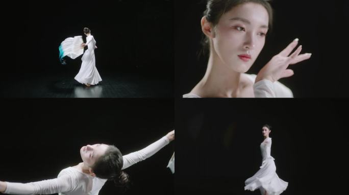 美女跳舞黑色空间里