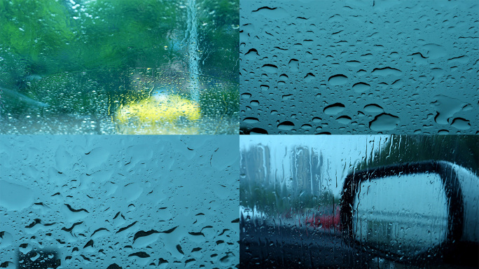 下雨城市行人暴雨大雨下雨城市行人暴雨