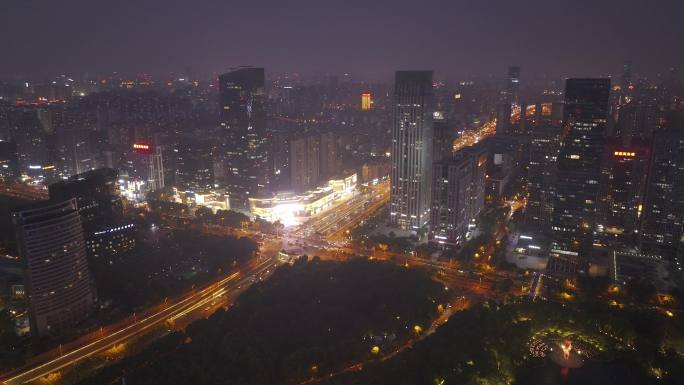 航拍安徽合肥cbd夜景
