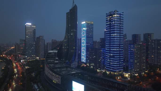 航拍安徽合肥cbd夜景