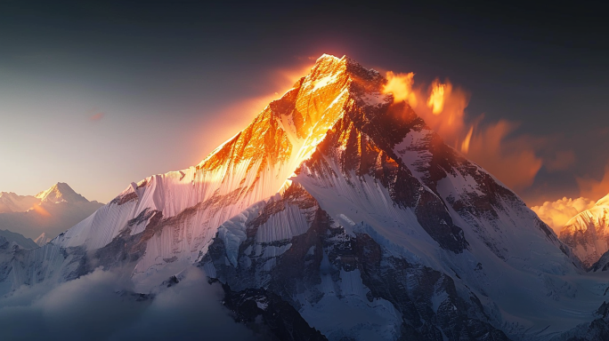 日照金山 雪山延时 山峰