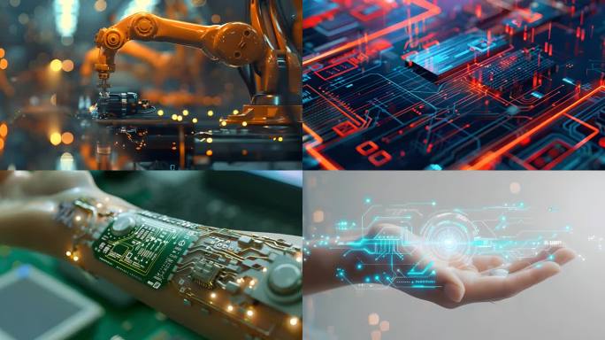 AI核心芯片电路板人与科技集合