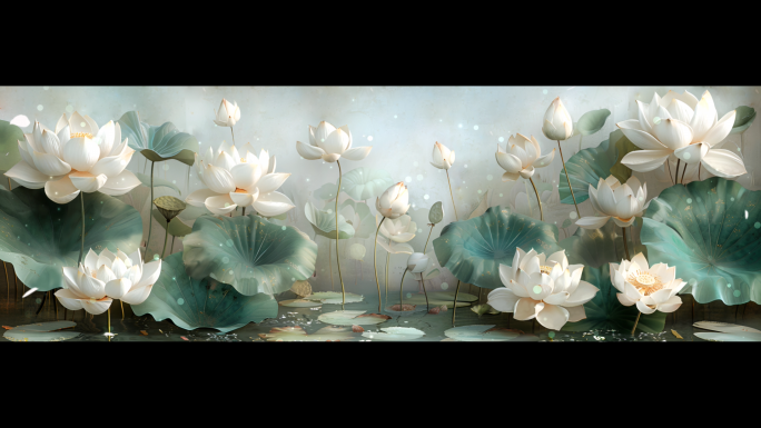 唯美荷花莲花池舞台背景6