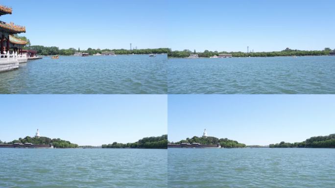 北海公园 水 树 天空 蓝天 船