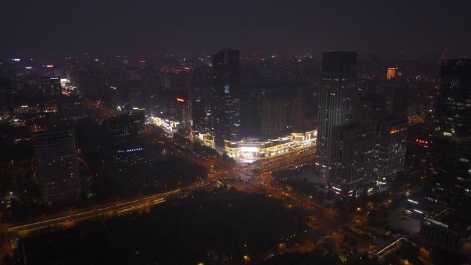 航拍安徽合肥cbd夜景车流