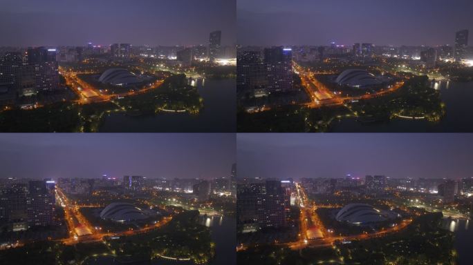 航拍安徽合肥cbd夜景