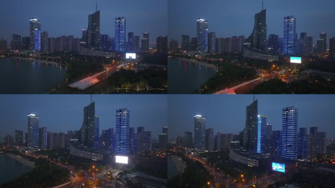航拍安徽合肥cbd夜景