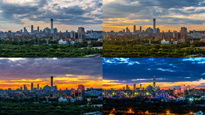 北京地标建筑日转夜延时