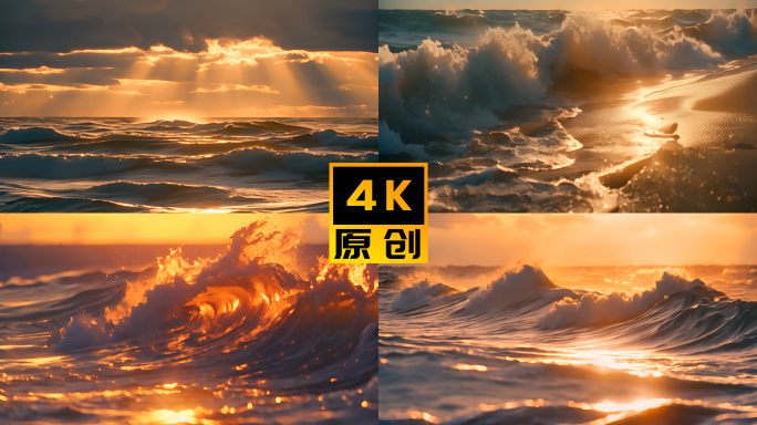 傍晚金色海浪