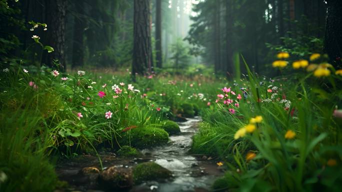 幽静森林小溪
