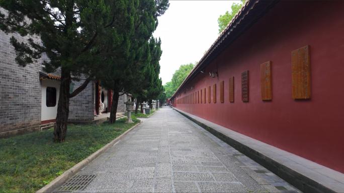 南岳大庙寺院围墙红墙长廊高墙