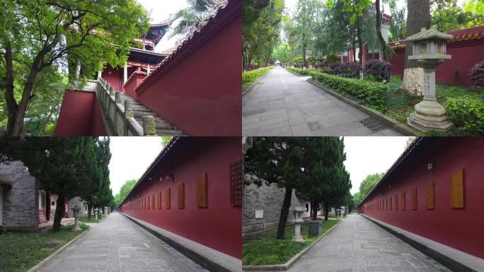 南岳大庙寺院围墙红墙长廊高墙