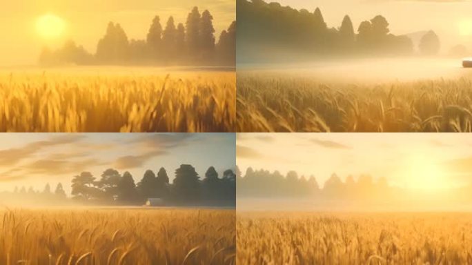 【4K宽屏】小麦麦田丰收麦浪小麦生长